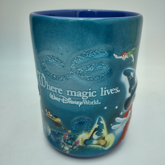 Walt Disney World Theme Parks Mug Blue Where Magic Lives 3D Sparkle - Picture 3 of 12
